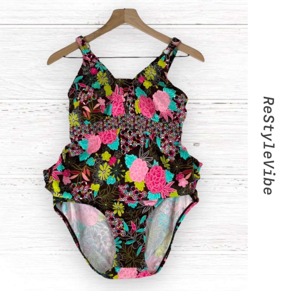 MOTHERHOOD MATERNITY Size M Tankini Set Floral Stretch Top Bottom Swimsuit